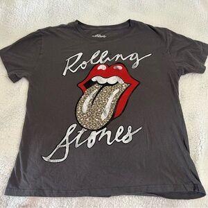 The Rolling Stones Gray Tee with Red and White Graphic